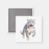 Snow Leopard glücklich spielerischer Spaß beim Spr Magnet (Vorderseite/Rückseite)