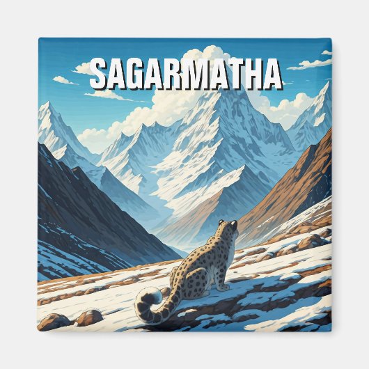 Snow Leopard im Nationalpark Sagarmatha Nepal Magnet (Vorne)