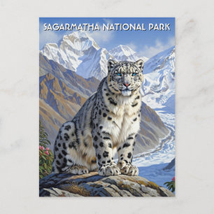 Snow Leopard im Nationalpark Sagarmatha Nepal Postkarte