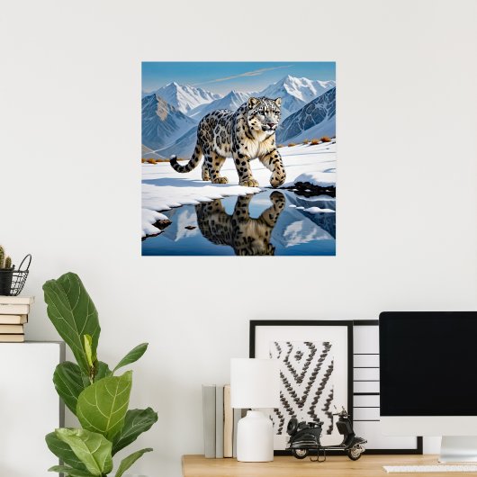 Snow Leopard in der Berglandschaft Poster (Heimbüro)