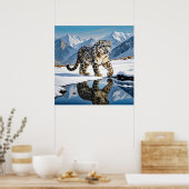 Snow Leopard in der Berglandschaft Poster (Küche)