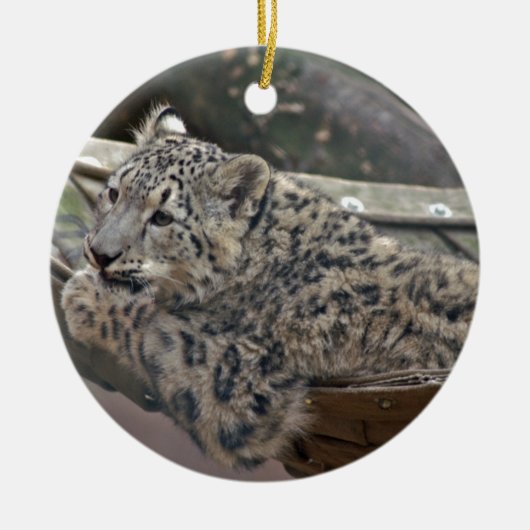 Snow Leopard Keramik Ornament (Vorne)