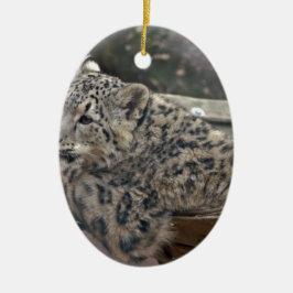 Snow Leopard Keramik Ornament