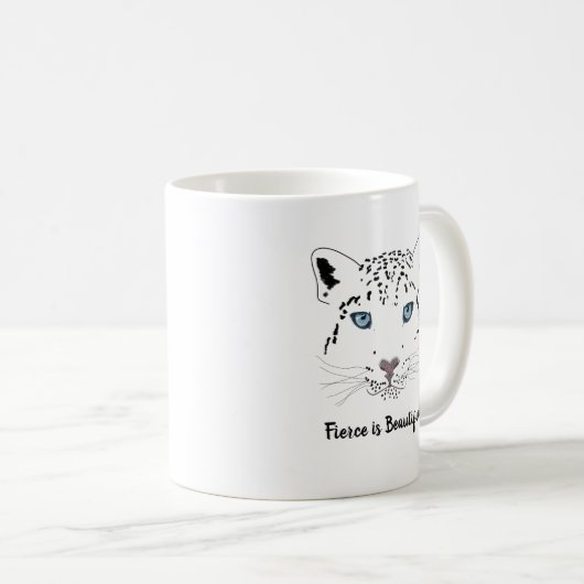 Snow Leopard Modern Zeichnend Fierce ist schön Kaffeetasse (VorderseiteRechts)