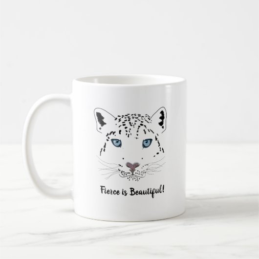Snow Leopard Modern Zeichnend Fierce ist schön Kaffeetasse (Links)