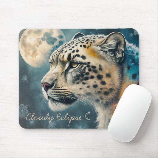 Snow Leopard Moon Mousepad (Mit Mouse)