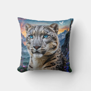 Snow Leopard Mountain Valley Sunset Kissen