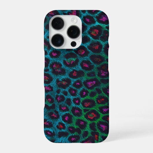 Snow Leopard Neon-Noir Muster iPhone Hülle (Rückseite)