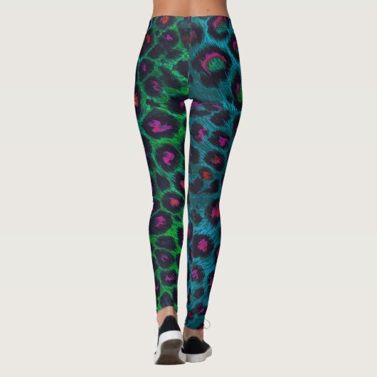 Snow Leopard Neon-Noir Muster Leggings (Rückseite)