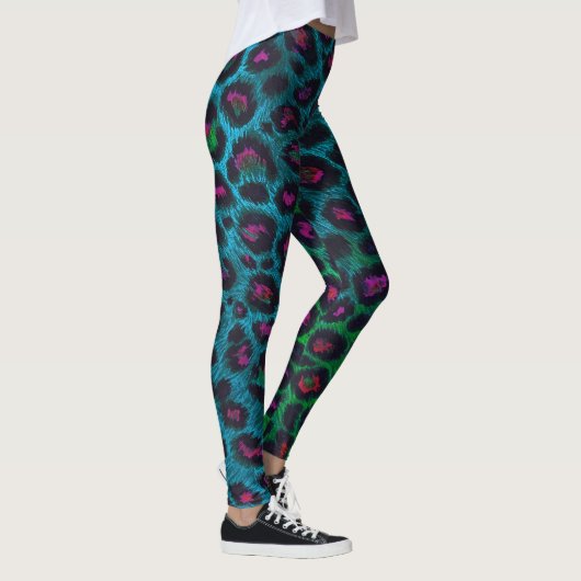 Snow Leopard Neon-Noir Muster Leggings (Rechts)