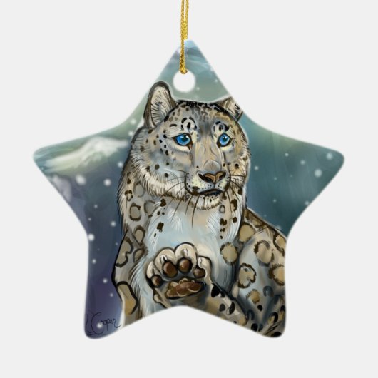Snow Leopard~ornament Keramik Ornament (Vorne)