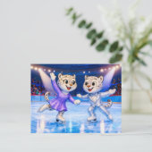 Snow Leopard Pair Performing Ice Dance Routine in  Postkarte (Stehend Vorderseite)