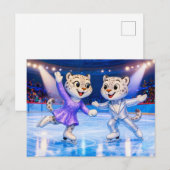 Snow Leopard Pair Performing Ice Dance Routine in  Postkarte (Vorne/Hinten)