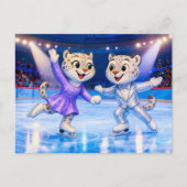 Snow Leopard Pair Performing Ice Dance Routine in  Postkarte (Vorderseite)