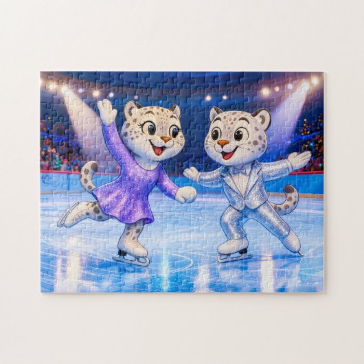 Snow Leopard Pair Performing Ice Dance Routine in  Puzzle (Horizontal)