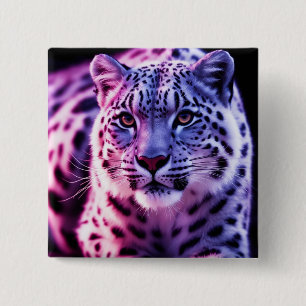 Snow Leopard Portrait Button