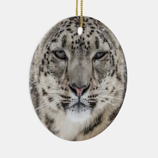 Snow Leopard Portrait Keramik Ornament (Rechts)