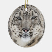 Snow Leopard Portrait Keramik Ornament (Links)