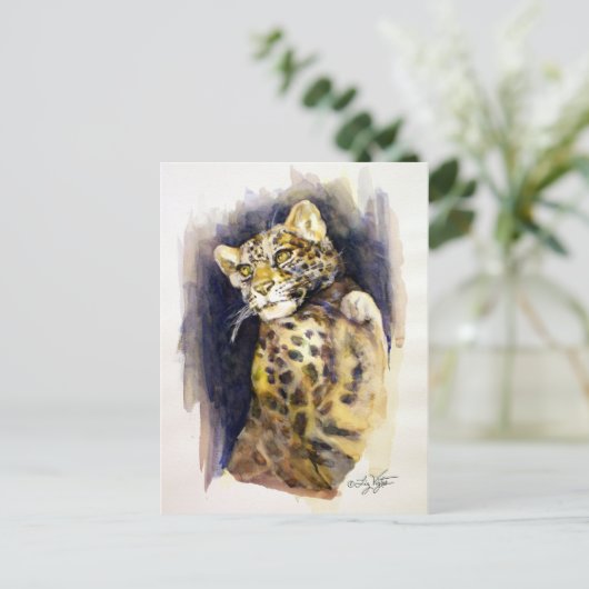 Snow Leopard Postkarte (Stehend Vorderseite)