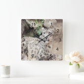 Snow Leopard Quadratische Wanduhr (Zuhause)