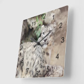 Snow Leopard Quadratische Wanduhr (Winkel)