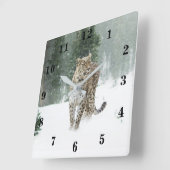 Snow Leopard Quadratische Wanduhr (Winkel)