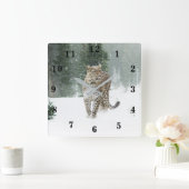 Snow Leopard Quadratische Wanduhr (Zuhause)