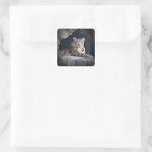 Snow Leopard Quadratischer Aufkleber (Tasche)