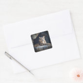 Snow Leopard Quadratischer Aufkleber (Umschlag)