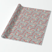 Snow Leopard Red Ribbon Holiday Wrapping Paper Geschenkpapier (Ungerollt)