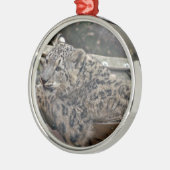 Snow Leopard Silbernes Ornament (Links)