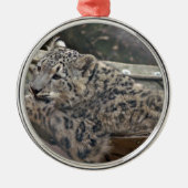 Snow Leopard Silbernes Ornament (Vorne)
