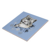 Snow Leopard Snowflakes Blaue Blumen Fliese (Seite)