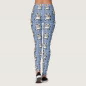 Snow Leopard Snowflakes Blaue Blumen Leggings (Rückseite)