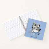 Snow Leopard Snowflakes Blaue Blumen Notizblock (Innenseite)