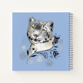 Snow Leopard Snowflakes Blaue Blumen Notizblock (Rückseite)
