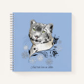 Snow Leopard Snowflakes Blaue Blumen Notizblock (Vorderseite)