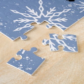Snow Leopard Snowflakes Blaue Blumen Puzzle (Seite)