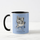 Snow Leopard Snowflakes Blaue Blumen Tasse (Links)