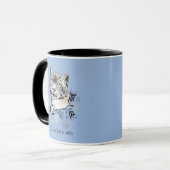 Snow Leopard Snowflakes Blaue Blumen Tasse (Vorderseite Links)