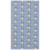 Snow Leopard Snowflakes Blaue Blumen Tischdecke (Vorderseite)