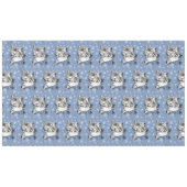 Snow Leopard Snowflakes Blaue Blumen Tischdecke (Vorderseite (Horizontal))
