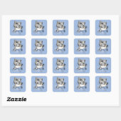 Snow Leopard Snowflakes Blaue Rose Quadratischer Aufkleber (Blatt)