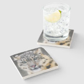 Snow Leopard Steinuntersetzer (Seitenansicht)