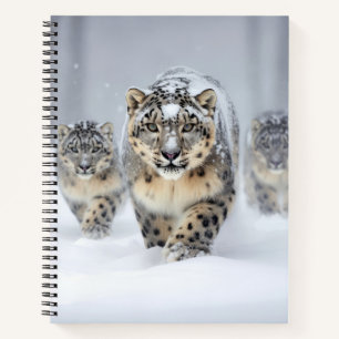 Snow Leopard Tierfamilie Wandern Notizblock