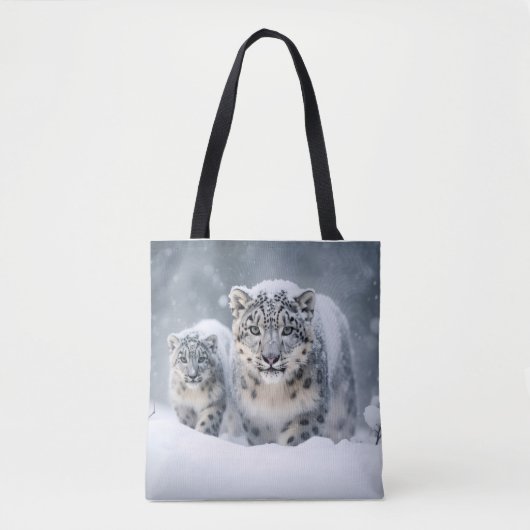 Snow Leopard Tierfamilie Wandern Tasche (Vorderseite)