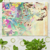 Snow Leopard tropische Blume Hawaiianische Pastell Geschirrtuch (Gefaltet)