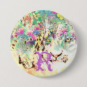 Snow leopard tropische Blume Hawaiianisches Tier Button (Vorderseite)