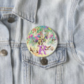 Snow leopard tropische Blume Hawaiianisches Tier Button (Beispiel)