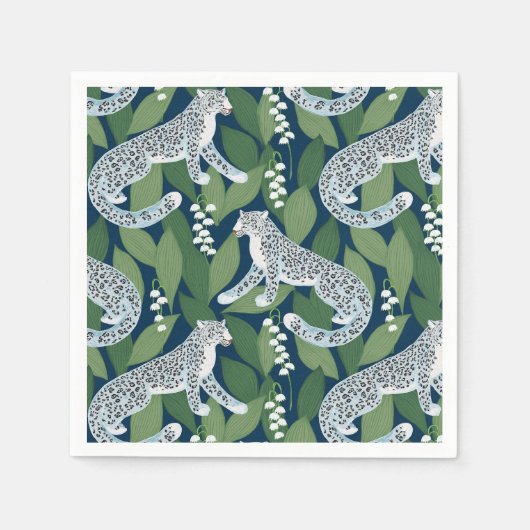 Snow Leopard und Lily of the Valley Serviette (Vorderseite)
